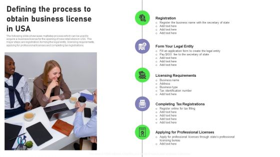 Retail Outlet Opening To Enhance Product Sale Defining The Process To Obtain Business Infographics PDF