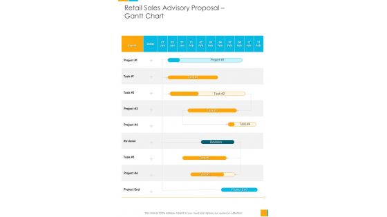 Retail Sales Advisory Proposal Gantt Chart One Pager Sample Example Document