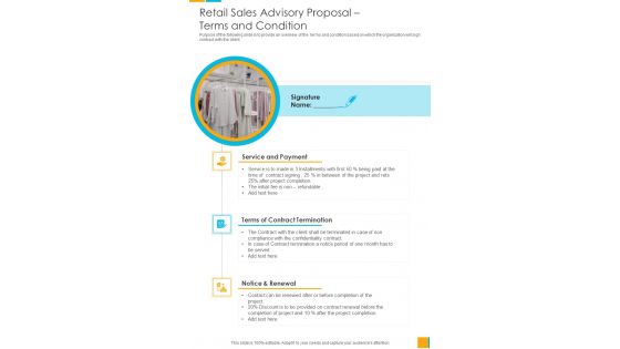 Retail Sales Advisory Proposal Terms And Condition One Pager Sample Example Document