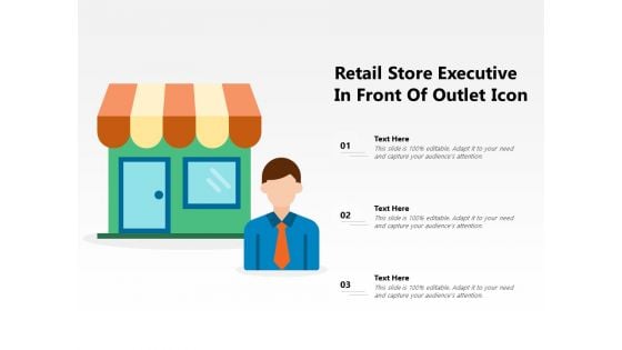 Retail Store Executive In Front Of Outlet Icon Ppt PowerPoint Presentation File Elements PDF