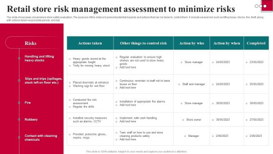 Retail Store Risk Management Assessment To Minimize Risks Rules PDF