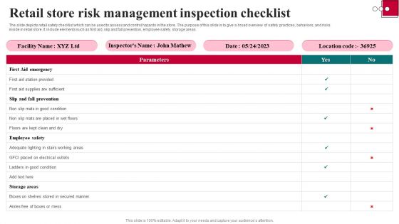 Retail Store Risk Management Inspection Checklist Brochure PDF