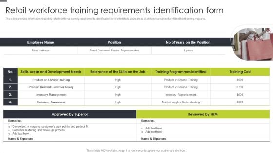 Retail Workforce Training Requirements Identification Form Ideas PDF