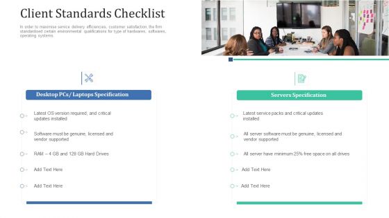 Retaining Clients Improving Information Technology Facilities Client Standards Checklist Mockup PDF