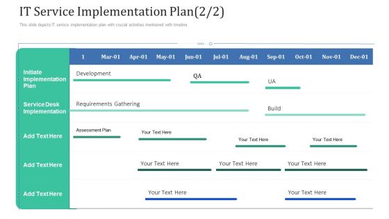 Retaining Clients Improving Information Technology Facilities IT Service Implementation Plan Here Portrait PDF