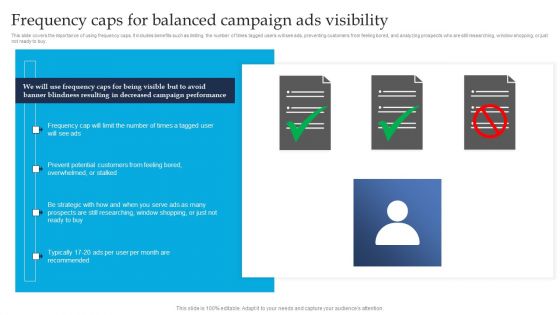 Retargeting Strategies To Improve Sales Frequency Caps For Balanced Campaign Ads Visibility Portrait PDF