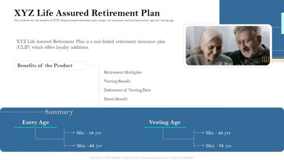 Retirement Income Analysis XYZ Life Assured Retirement Plan Ppt Infographic Template Picture PDF