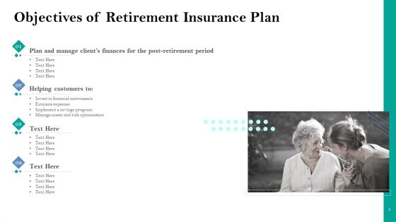 Retirement Insurance Benefit Plan Objectives Of Retirement Insurance Plan Ppt Infographic Template Icons PDF