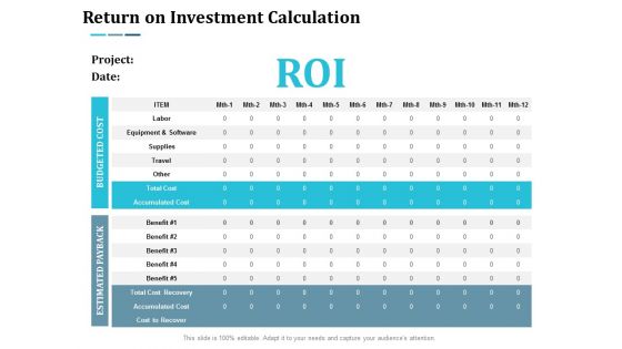 Return On Investment Calculation Ppt Powerpoint Presentation Slides Slideshow