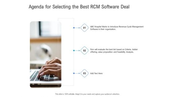 Revenue Cycle Management Deal Agenda For Selecting The Best RCM Software Deal Slides PDF