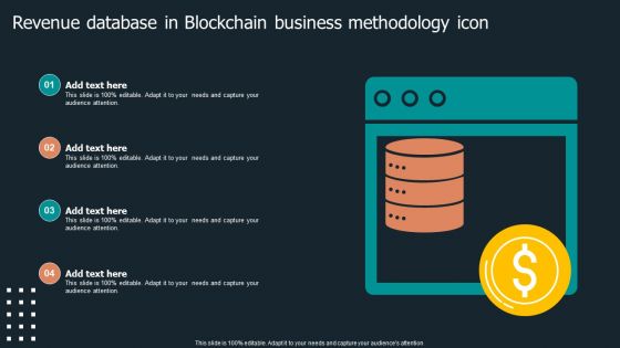 Revenue Database In Blockchain Business Methodology Icon Download PDF