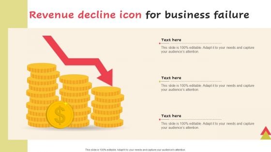 Revenue Decline Icon For Business Failure Diagrams PDF