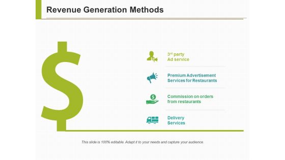 Revenue Generation Methods Ppt PowerPoint Presentation Slides Tips