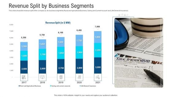 Revenue Split By Business Segments Ppt Slides Mockup PDF