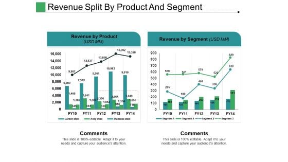 Revenue Split By Product And Segment Ppt PowerPoint Presentation Slides Infographics