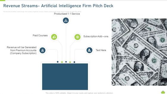 revenue streams artificial intelligence firm pitch deck ppt infographics images pdf