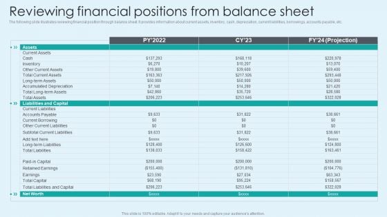 Reviewing Financial Positions From Balance Sheet Professional PDF