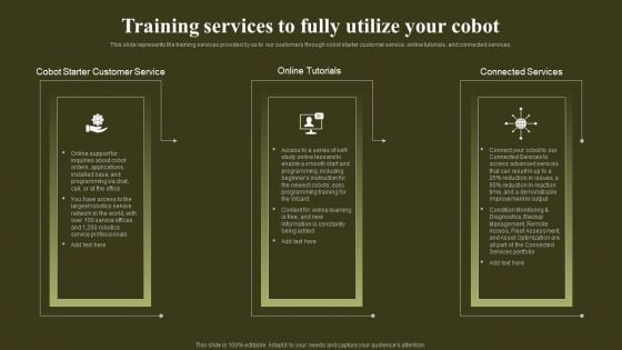 Revolutionizing Human Machine Collaboration Cobots Training Services To Fully Utilize Your Cobot Structure PDF