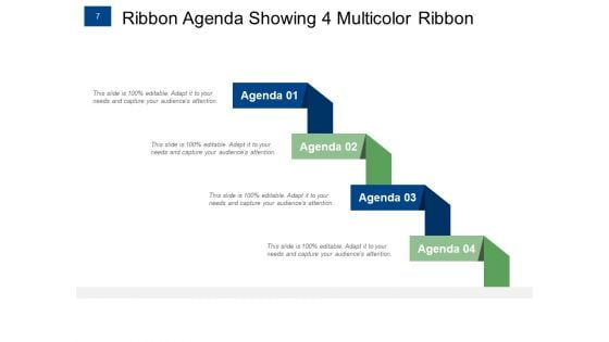 Ribbon Agenda Slides For Meeting Growth Target Ppt PowerPoint Presentation Complete Deck
