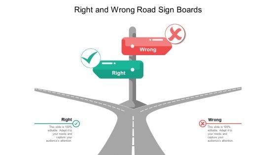 Right And Wrong Road Sign Boards Ppt Powerpoint Presentation Pictures Visual Aids