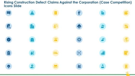 Rising Construction Defect Claims Against The Corporation Case Competition Icons Slide Download PDF