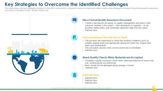 Rising Construction Defect Claims Against The Corporation Key Strategies To Overcome The Identified Challenges Brochure PDF