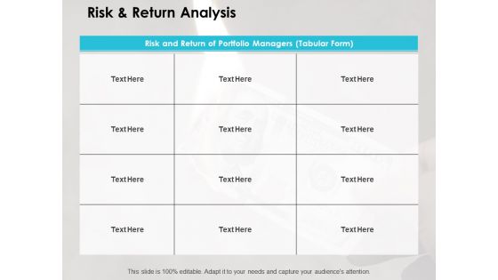 Risk And Return Analysis Ppt PowerPoint Presentation Ideas Grid