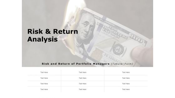 Risk And Return Analysis Ppt PowerPoint Presentation Infographic Template Tips