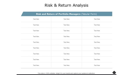 Risk And Return Analysis Ppt PowerPoint Presentation Portfolio Example