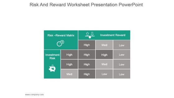 Risk And Reward Worksheet Presentation Powerpoint