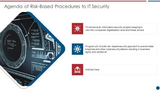 Risk Based Procedures To IT Security Agenda Of Risk Based Procedures To It Security Guidelines PDF