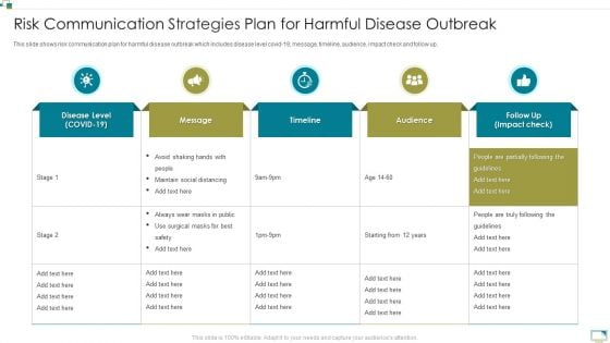 Risk Communication Strategies Plan For Harmful Disease Outbreak Brochure PDF