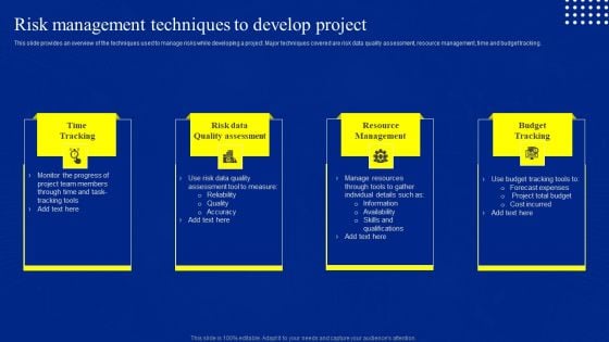 Risk Control And Surveillance Risk Management Techniques To Develop Project Slides PDF