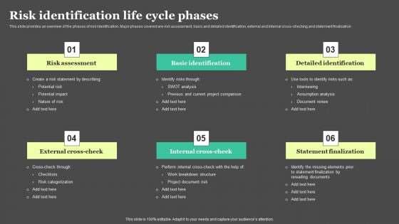 Risk Detection And Management Risk Identification Life Cycle Phases Formats PDF