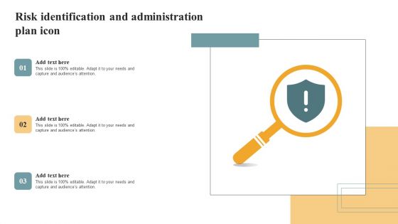 Risk Identification And Administration Plan Icon Introduction PDF