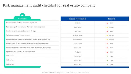 Risk Management Audit Checklist For Real Estate Company Slide2 Enhancing Process Improvement By Regularly Slides PDF