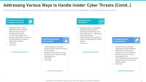 Risk Management For Organization Essential Assets Addressing Various Ways To Handle Insider Graphics PDF