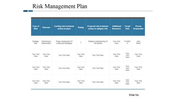 Risk Management Plan Template 1 Ppt PowerPoint Presentation Portfolio Slides