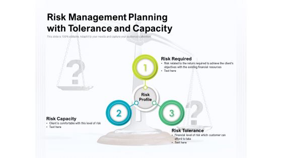 Risk Management Planning With Tolerance And Capacity Ppt PowerPoint Presentation Layouts Shapes PDF