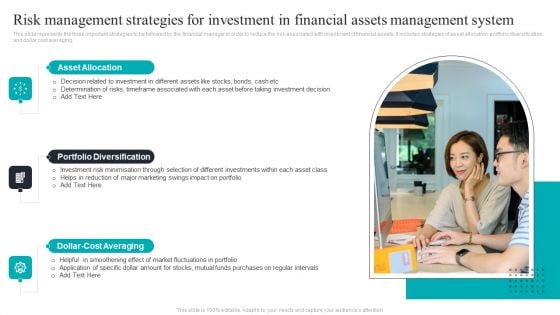 Risk Management Strategies For Investment In Financial Assets Management System Slides PDF