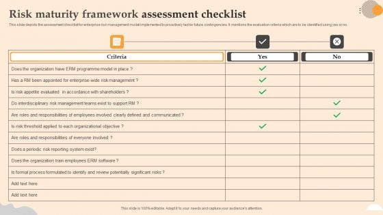 Risk Maturity Framework Assessment Checklist Portrait PDF Risk Maturity Framework Assessment Checklist Portrait PDF