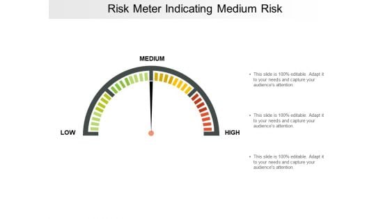 Risk Meter Indicating Medium Risk Ppt PowerPoint Presentation Ideas Graphics