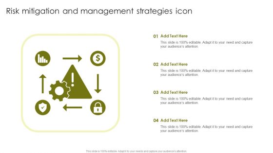 Risk Mitigation And Management Strategies Icon Slides PDF