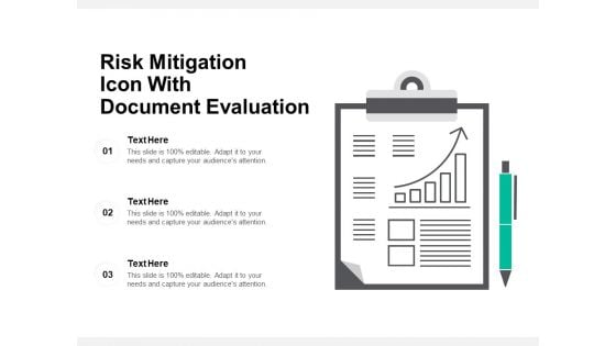 Risk Mitigation Icon With Document Evaluation Ppt PowerPoint Presentation Inspiration Summary PDF