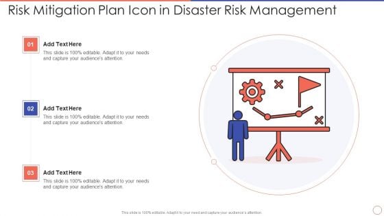 Risk Mitigation Plan Icon In Disaster Risk Management Ppt Professional Rules PDF