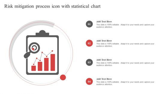 Risk Mitigation Process Icon With Statistical Chart Ppt PowerPoint Presentation Icon Portfolio PDF