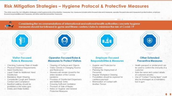 Risk Mitigation Strategies Hygiene Protocol And Protective Measures Mockup PDF Risk Mitigation Strategies Hygiene Protocol And Protective Measures Mockup PDF