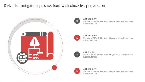 Risk Plan Mitigation Process Icon With Checklist Preparation Ppt PowerPoint Presentation Gallery Slide PDF