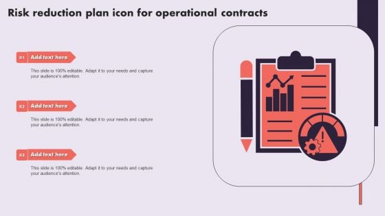 Risk Reduction Plan Icon For Operational Contracts Mockup PDF