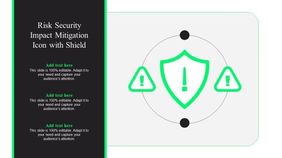 Risk Security Impact Mitigation Icon With Shield Themes PDF